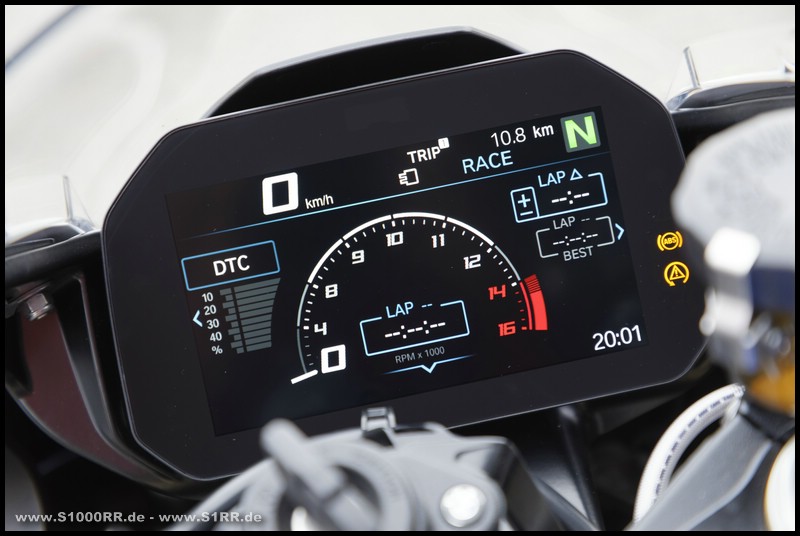 Cockpit der BMW S 1000 RR ab Modelljahr 2019